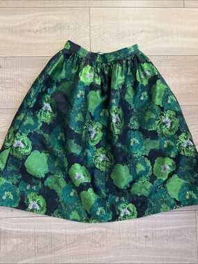 Sheridan French Green Floral A-Line Midi Skirt size small NEW